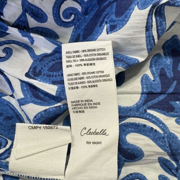 NWT Cleobella Paisley Pleated Sleeveless Square Neck Tia Ankle Dress Blue Large - Picture 9 of 9